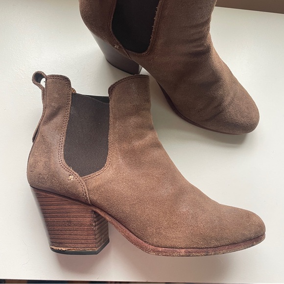 Rag & bone brown oiled suede leather western Chelsea ankle boots 38 8 - Picture 1 of 10